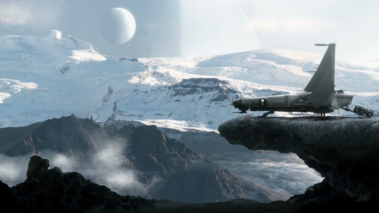 Wallpaper Engine - Star Citizen - Drake Corsair on an unknown ice surface