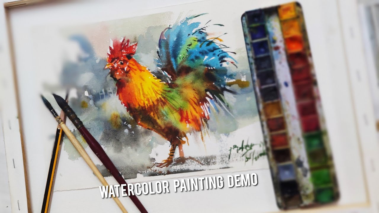 watercolor painting #colorfulwatercolor | how to paint cock | prakashanputhur | painting demo