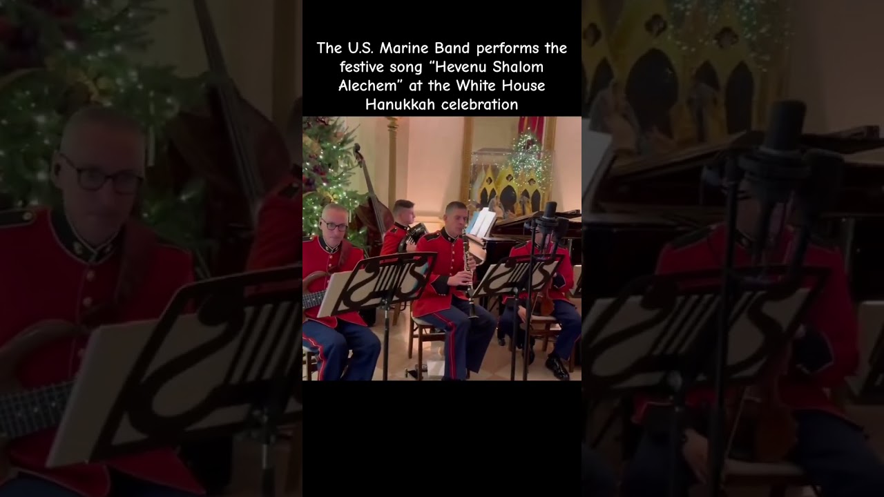US Marine Band performs Hevenu Shalom Alechem at the White House Hanukkah celebration 