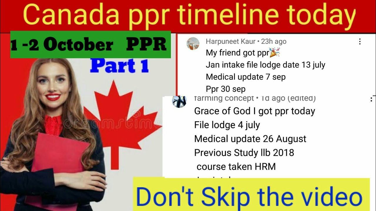 Canada PPR Update| Canada PPR Timeline today  | Bedi E Learning | PPR 1 & 2 October  part 1