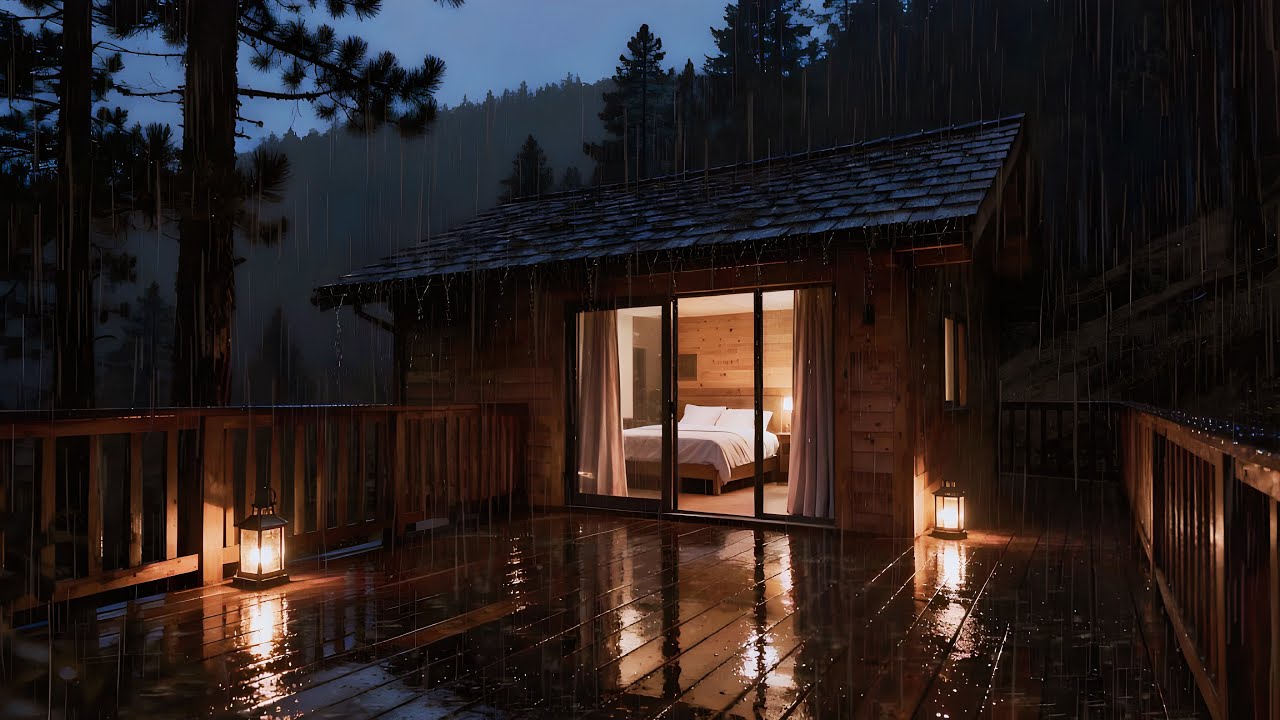 Dark Night Rain Sounds 🌙 | Cozy Forest Cabin Ambience for Sleep