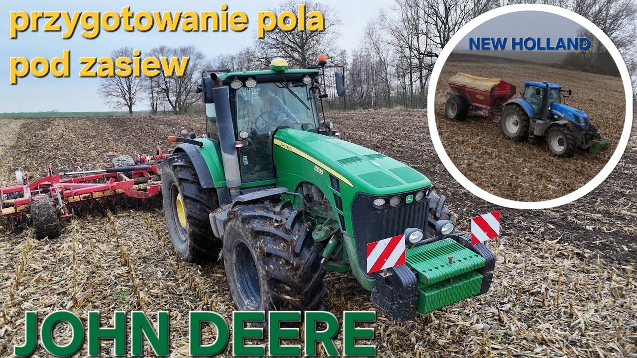 Przygotowanie pod siew. Wapnowanie i talerzowanie JOHN DEERE I NEW HOLAND 