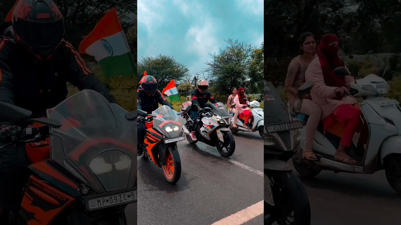15 August ride 🧡🤍💚 #new #reels #trending #video #viral #youtubeshorts #rider #bmw #kawasaki #ktm#r15