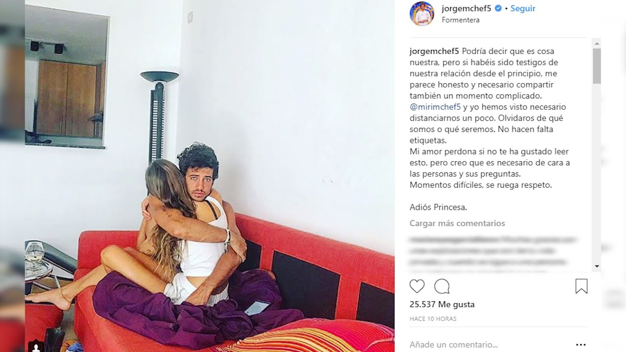 Jorge Brazález explica a sus seguidores su ruptura con Miri