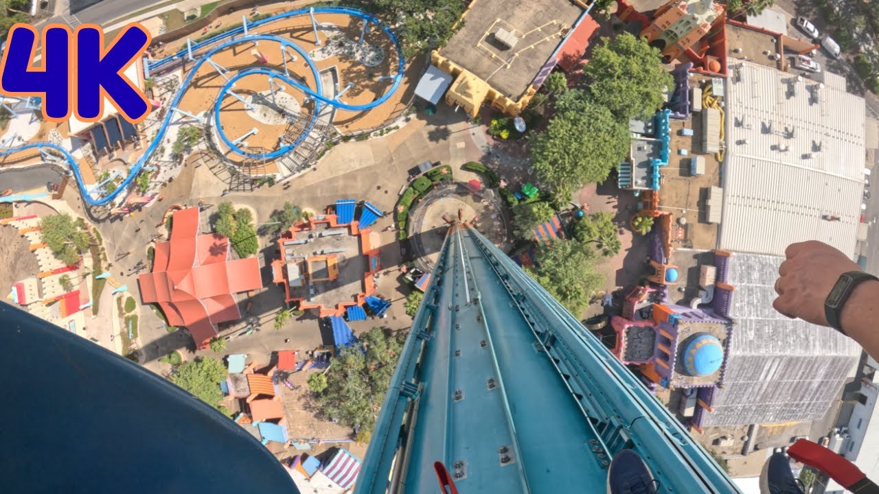 Falcon's Fury Front Row POV 335ft Drop 4K