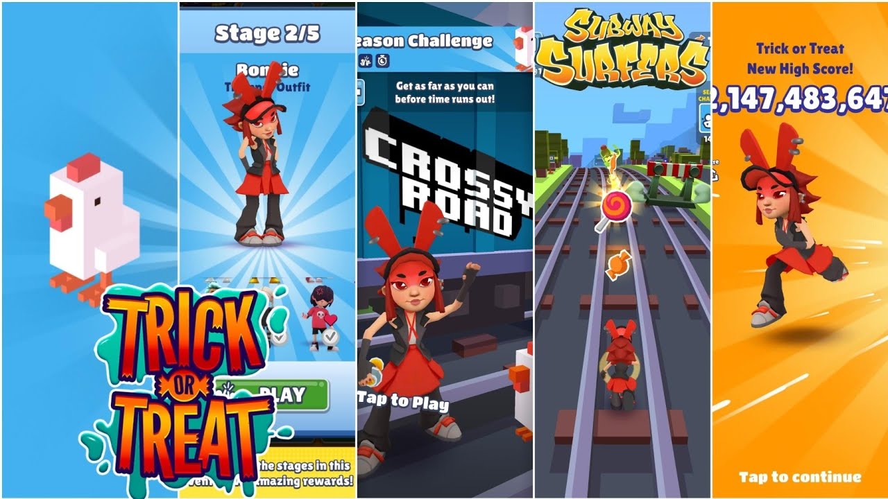 New Record Trick or Treat  in Subway Surfers Crossy Road Challenge