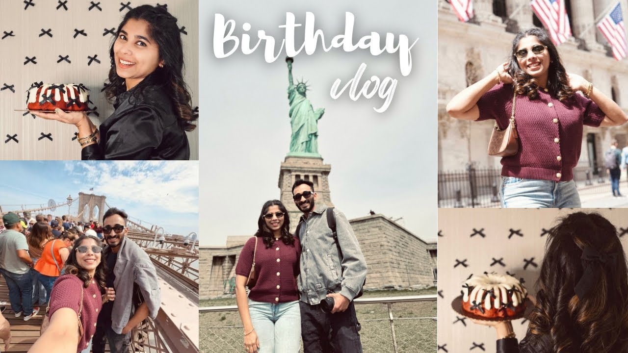 B’day celebration in NYC 🇺🇸| Statue of liberty🗽| Brooklyn bridge| farsanamanudev | vlog-90