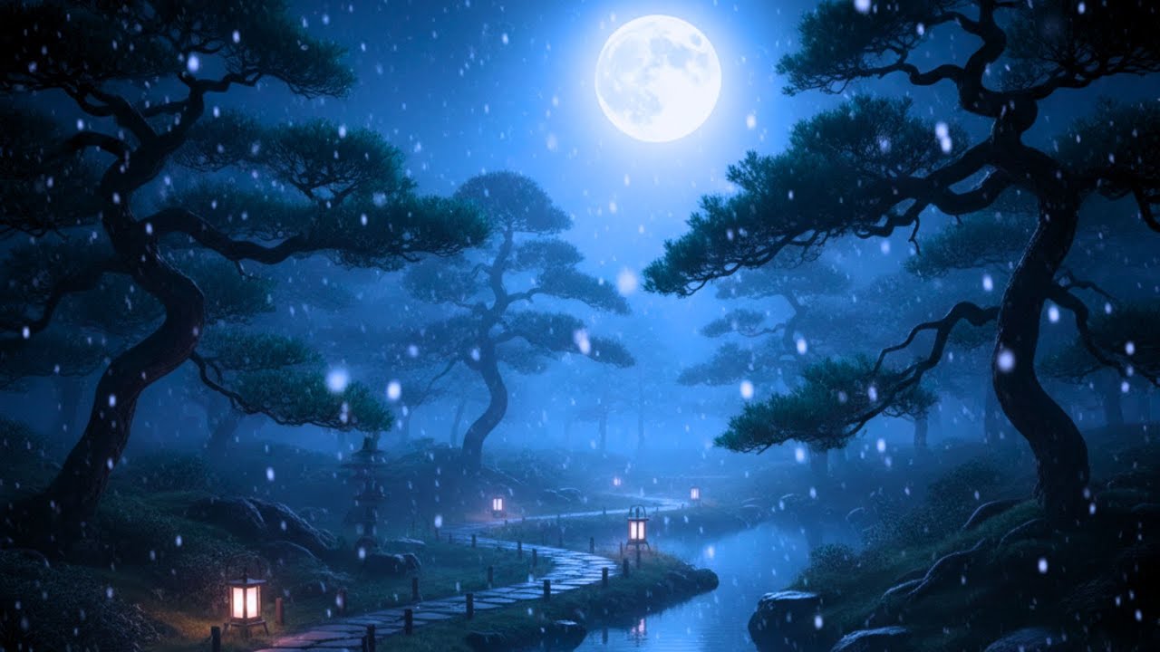 【超スロー安眠】雪の夜に響く、消えゆく一音｜脳を休める究極の和風アンビエント - Glacial Pace Zen Garden & Deep Sleep