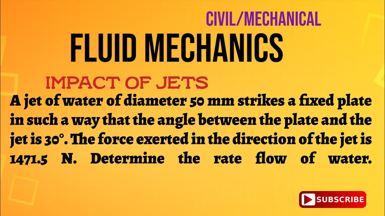 A jet of water of diameter 50 mm strikes a fixed plate in such a way that the angle between the