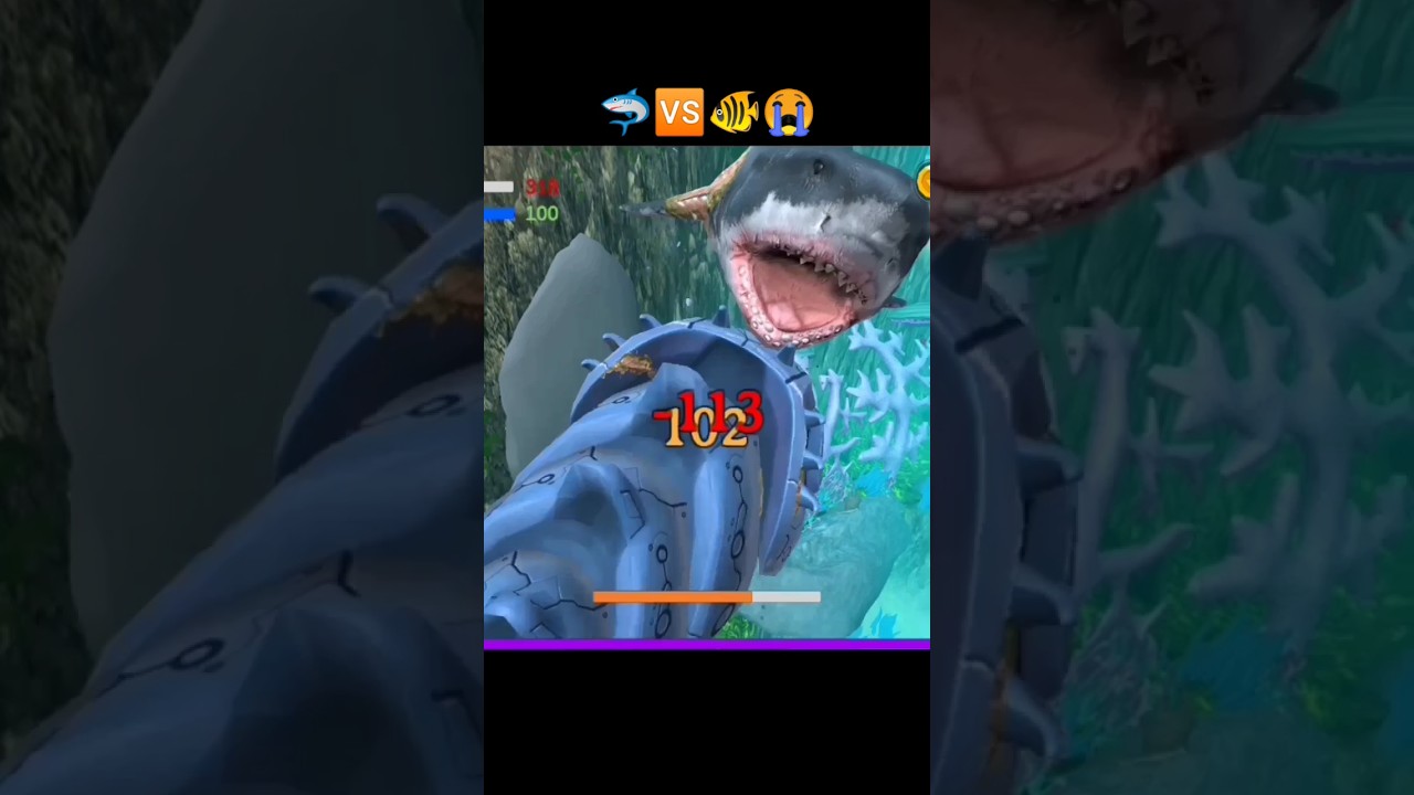 great white shark 🆚 bibos 😱 OMG 😭 fish grow feed big megalodon please 1 like🧡#short #viral S1, S1,J2