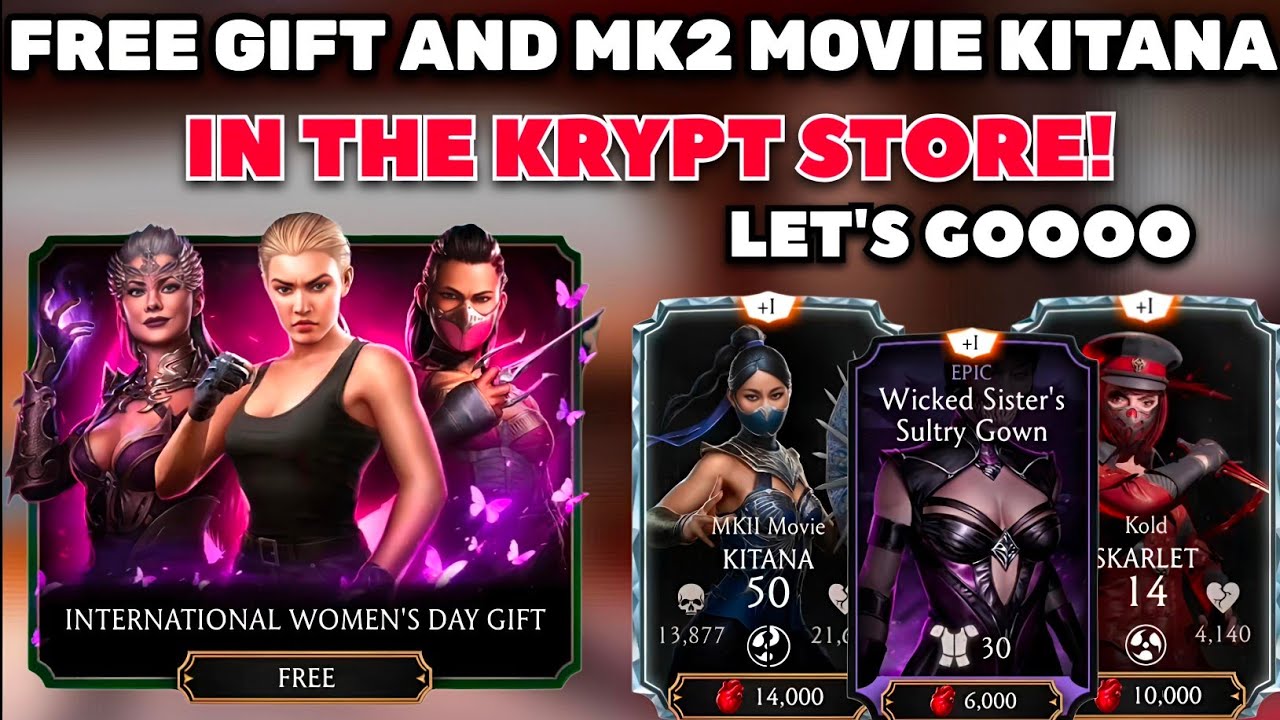 Специальный подарок ко Дню женщин 🎁 и фильм MK2 «Китана в крипте» — MK Mobile