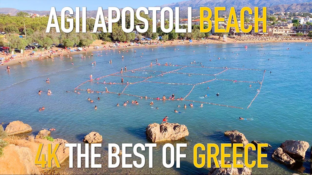 Пляж Святых Апостолов или Iguana Beach, остров Крит, Греция, обзорная пешеходная прогулка.