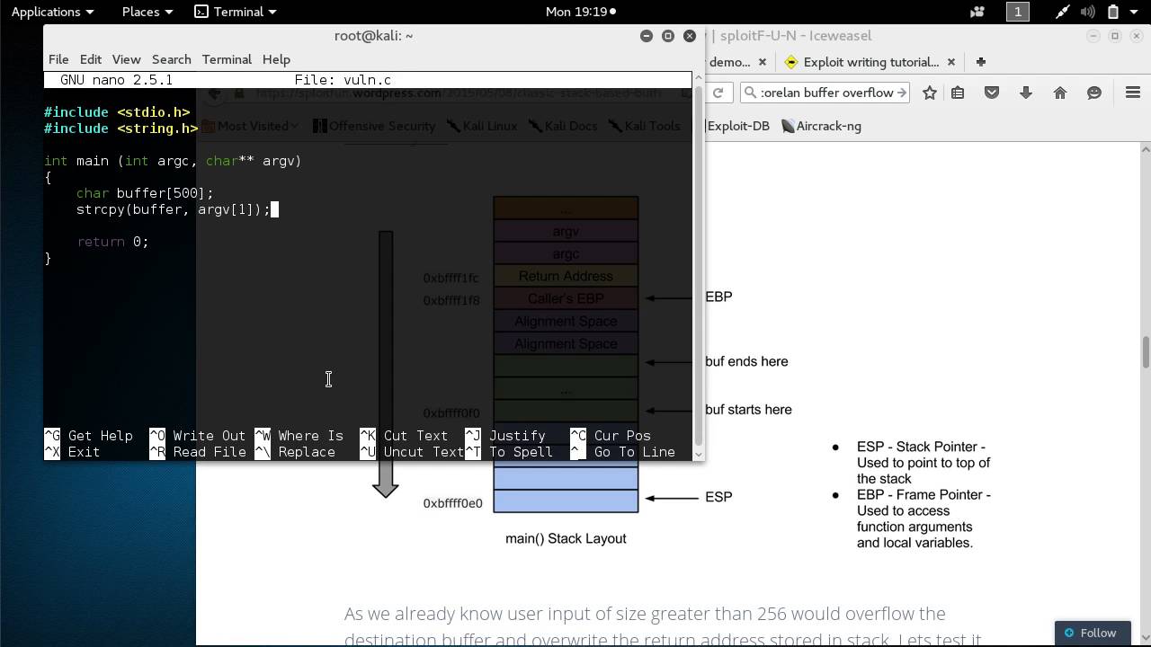 Kali Linux 2016.1 - Buffer Overflow Tutorial