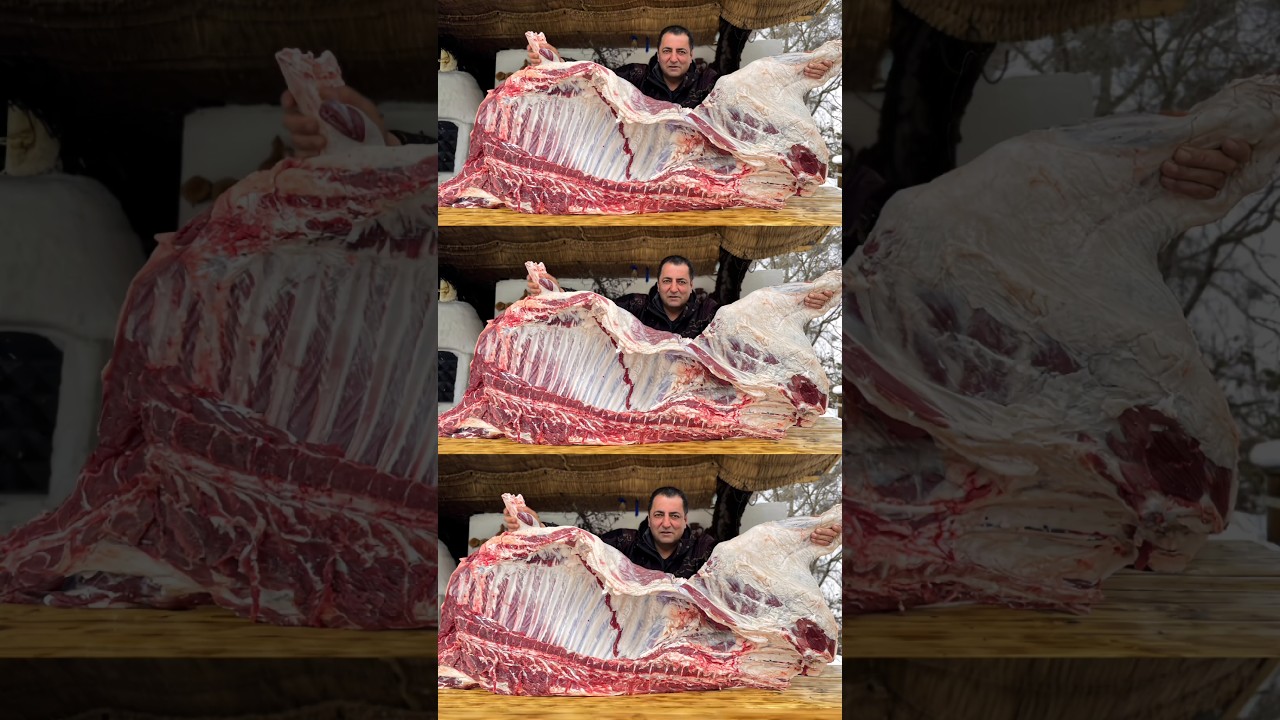 Natural Beef Sausage: Cooking a Whole Bull! #short #beef #meat #village