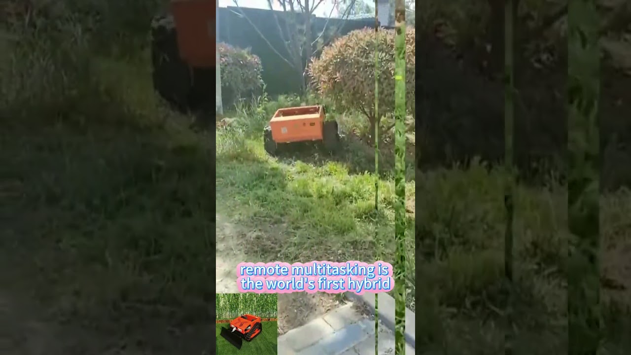 remote controlled mower with tracks with snow plow snow blade snow shovel snow removal machine