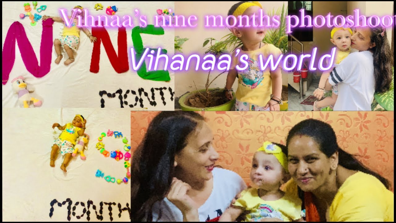Vihanaa&rsquo;s 9months Photoshoot | Easy &simple them 9months baby Photoshoot  ideas at 🏠|