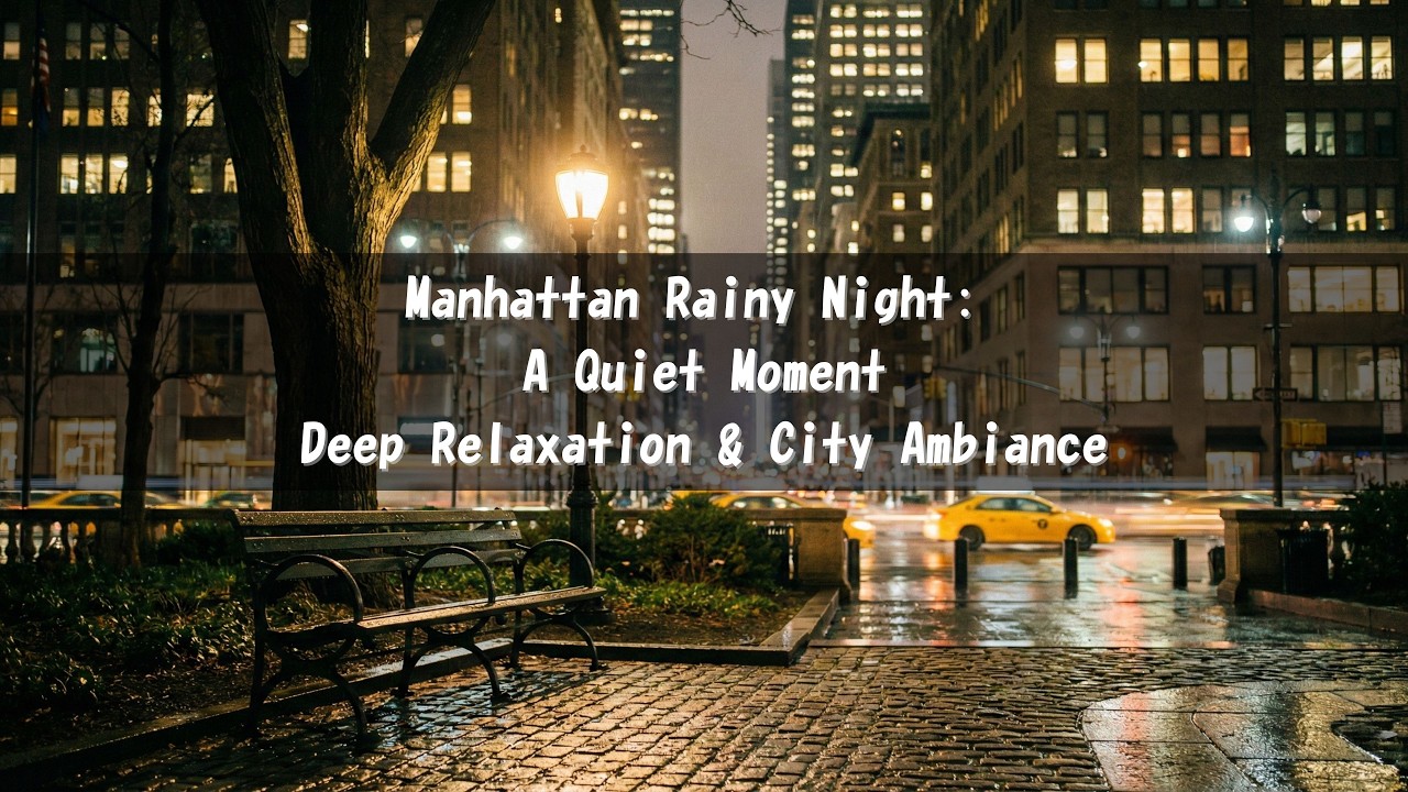 Manhattan Rainy Night: A Quiet Moment on the Bench | Sleep Music | Deep Relaxation & City Ambiance
