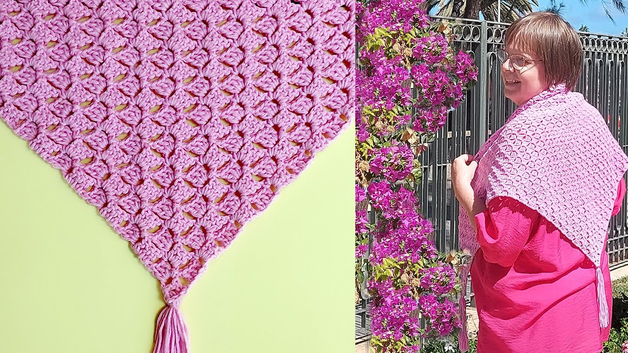 Could this be Your Favourite Easy Shawl? Lighter triangle C2C crochet stitch pattern