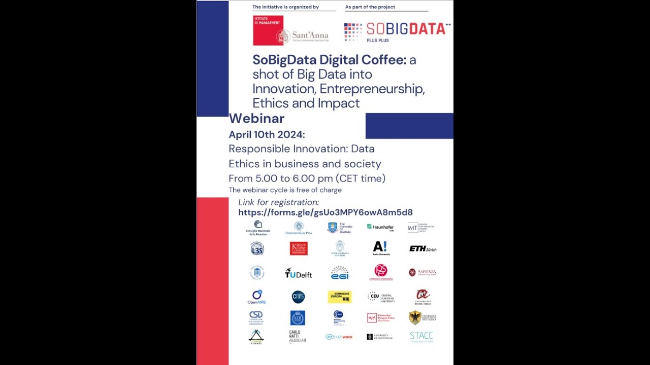 SoBigData Digital Coffee - Responsible Innovation: Data Ethics in business and society