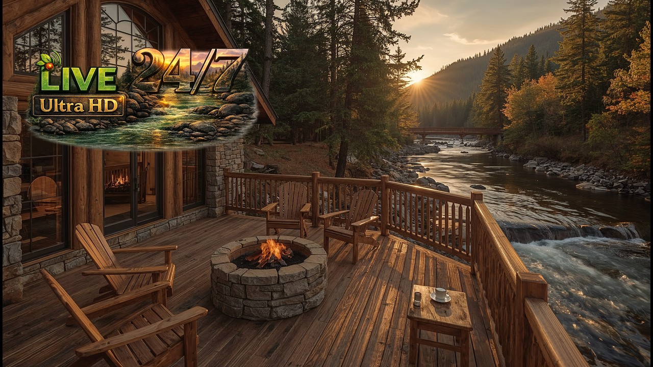 🔴 24/7 Live | The Most Relaxing Spring Morning Riverside Porch Campfire & Bird Songs Ambience