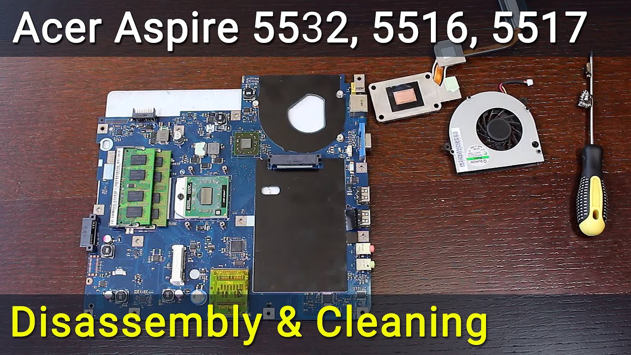 Acer Aspire 5532, 5516, 5517 Разборка, чистка вентилятора от пыли и замена термопасты