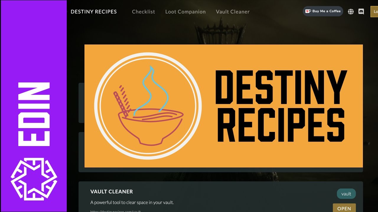 Destiny Recipes Guide