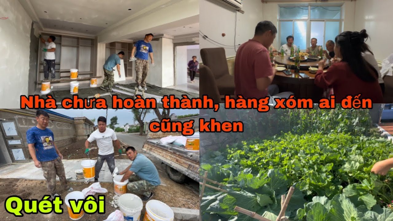 #423🇨🇳Nhà Chưa Hoàn Thành,Hàng xóm ai đến cũng khen,Hôm Nay quét vôi,Trời mưa ăn cơm cùng bạn học
