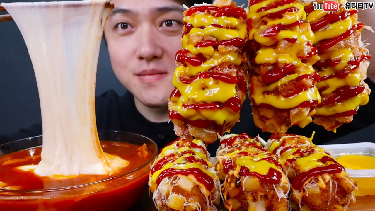 마피아떡볶이 신메뉴 XX맛 치즈추가 & 명랑핫도그 몬스따따블 핫도그 먹방 STRETCHY CHEESE & CORN DOGS MUKBANG