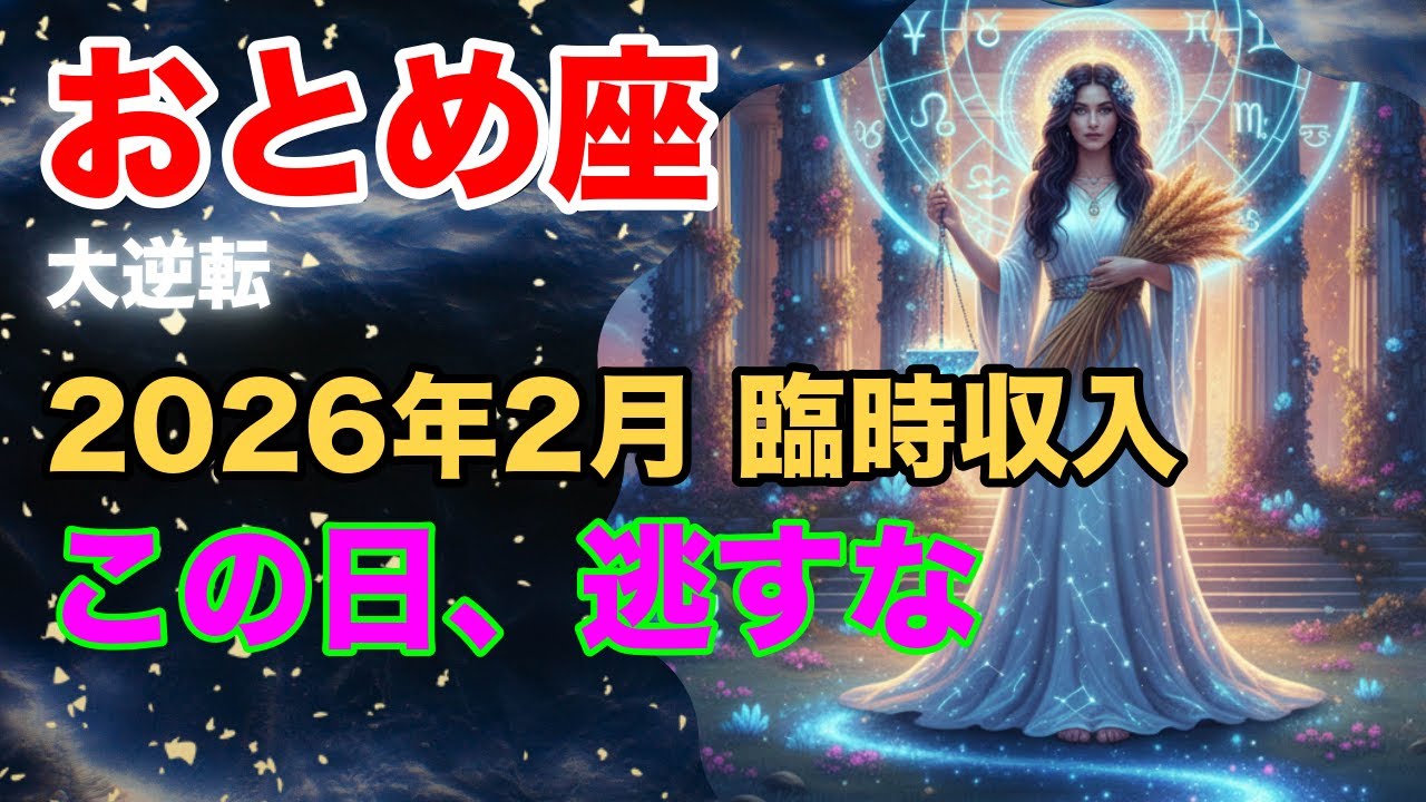 【臨時収入】おとめ座へ。2月はこの日を逃さないで【2026年 運勢】