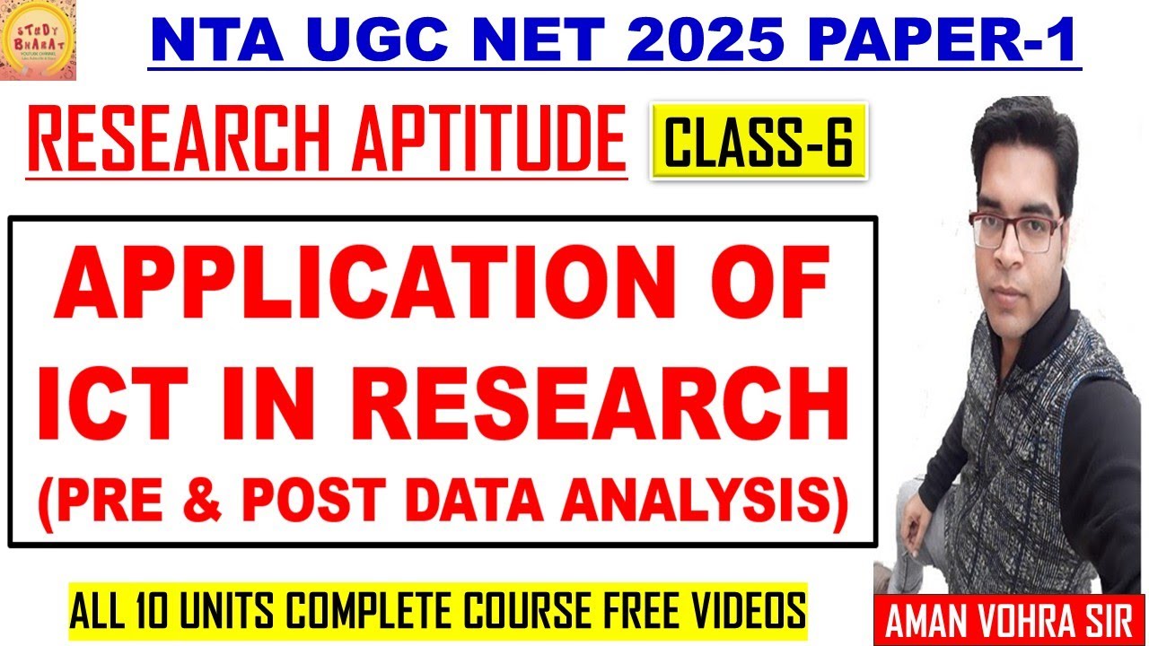 APPLICATION OF ICT IN RESEARCH PRE & POST DATA ANALYSIS class 6 Research aptitude ugc net paper 1