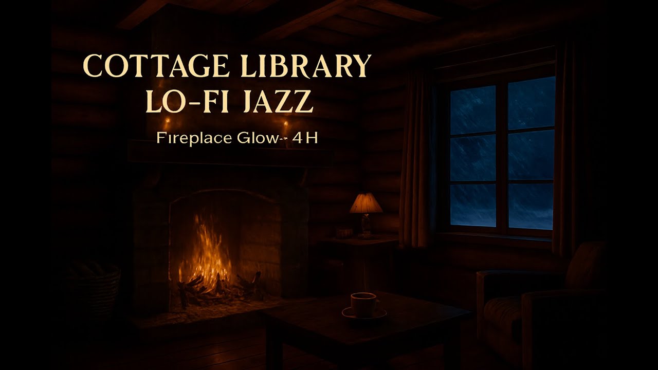 Cozy Fireplace Lo-Fi Jazz (78 BPM) | Candlelit Cottage Library Ambience for Study, Sleep & Relax