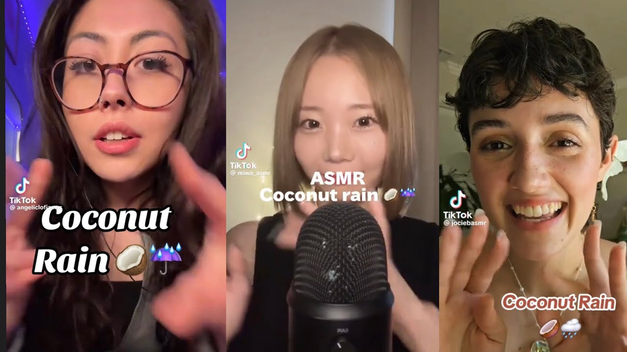 🥥💦Coconut Rain ASMR Compilation🥥💦|10 minute ASMR Soft spoken,trigger sounds🗣️🥥