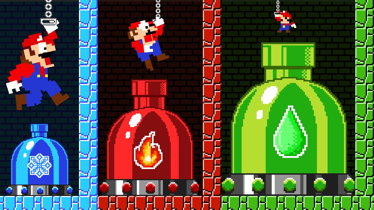 Can Mario Press the Ultimate FIRE and ICE & Acid Switch in New Super Mario Bros.? | Game Animation