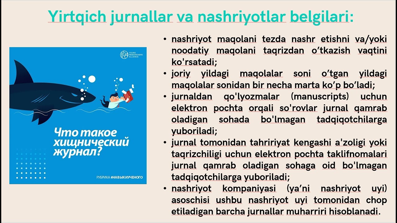 Yirtqich jurnallar va nashriyotlar: ularning belgilari