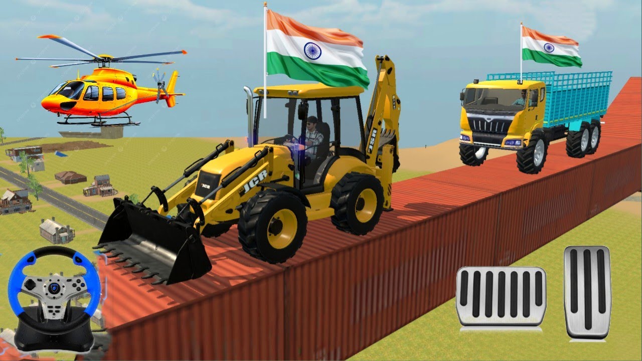 Drive Jcb And Truck And Unloading Stone From Dumper Truck In 3d Gameplay #truck #jcb 