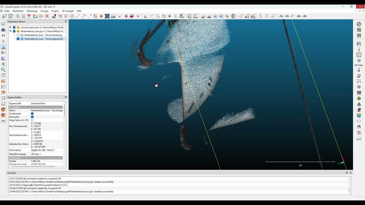 CloudCompare mesh cleaning - remove noisy points over parts