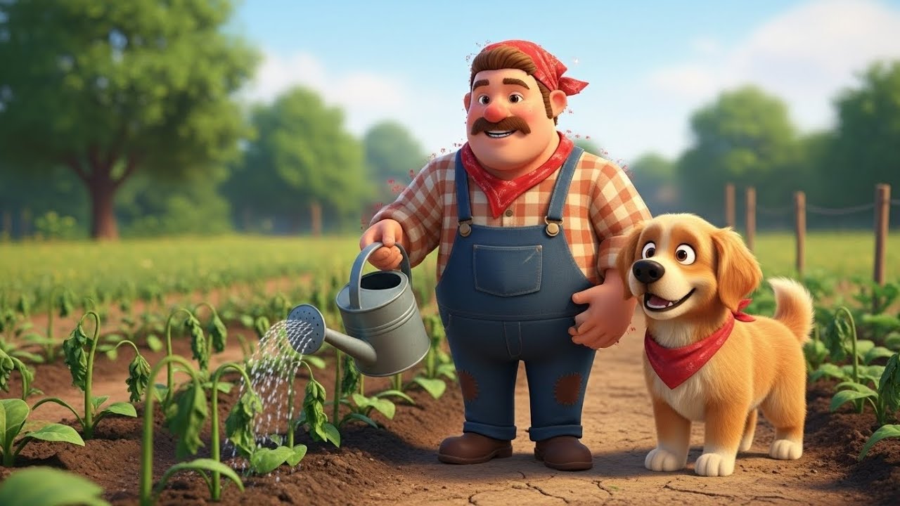 The farmer and his dog tend to the barren vegetable field - Jay and Dog