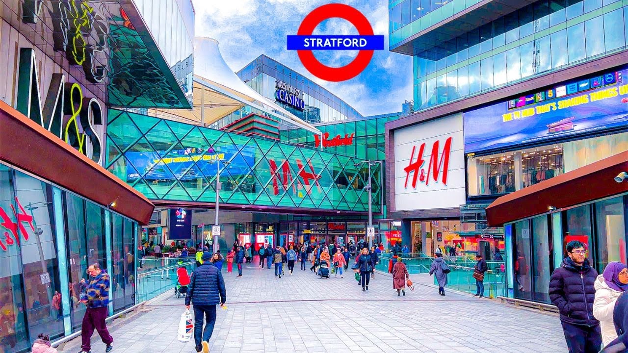Non Touristy London Walking Tour - Stratford Westfield 4K 60fps