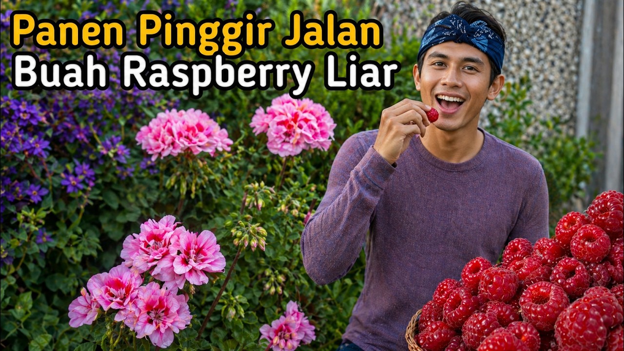 Panen Buah Raspberry Liar Pinggir Jalan ll Buahnya Manis & Segar