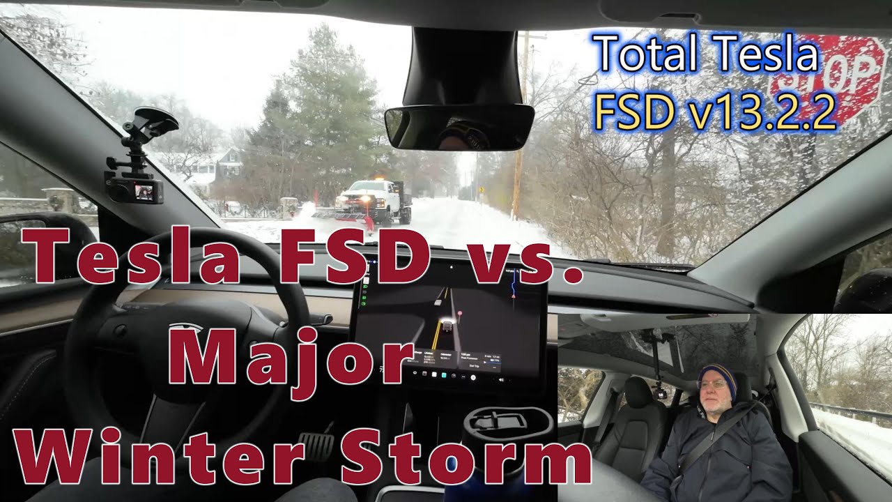 Tesla FSD v13.2.2 vs  St  Louis Snow Storm