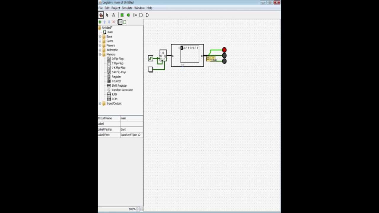 Logisim Tutorial - Part 2: Basic Traffic Light (v1 Using ROM)