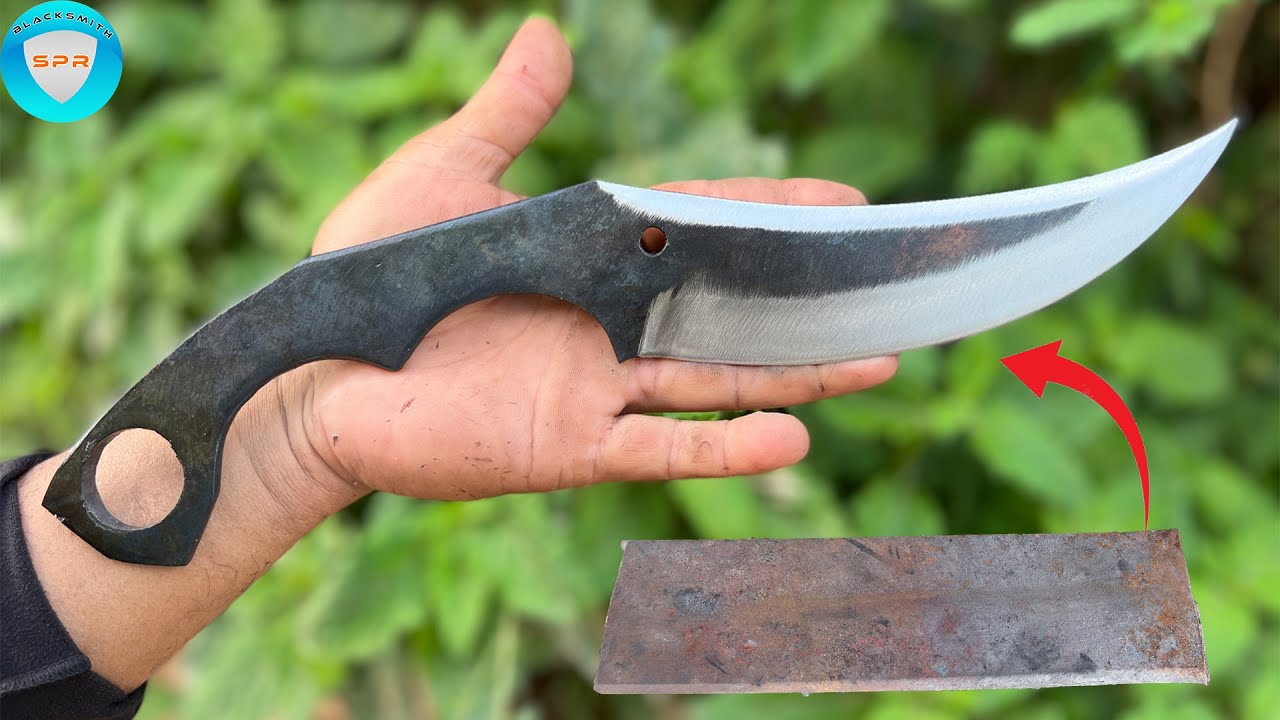 KNIFE MAKING: MAKING A VERY SIMPLE AND SHAP KNIFE OUT OF THICK LEAF SPRING\Blacksmith SPR.