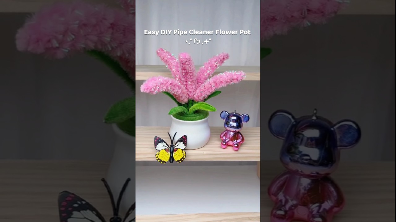 how to make lavender pipe cleaner flowers | diy pipe cleaner flower pot #flowerscraft #pipecleaners