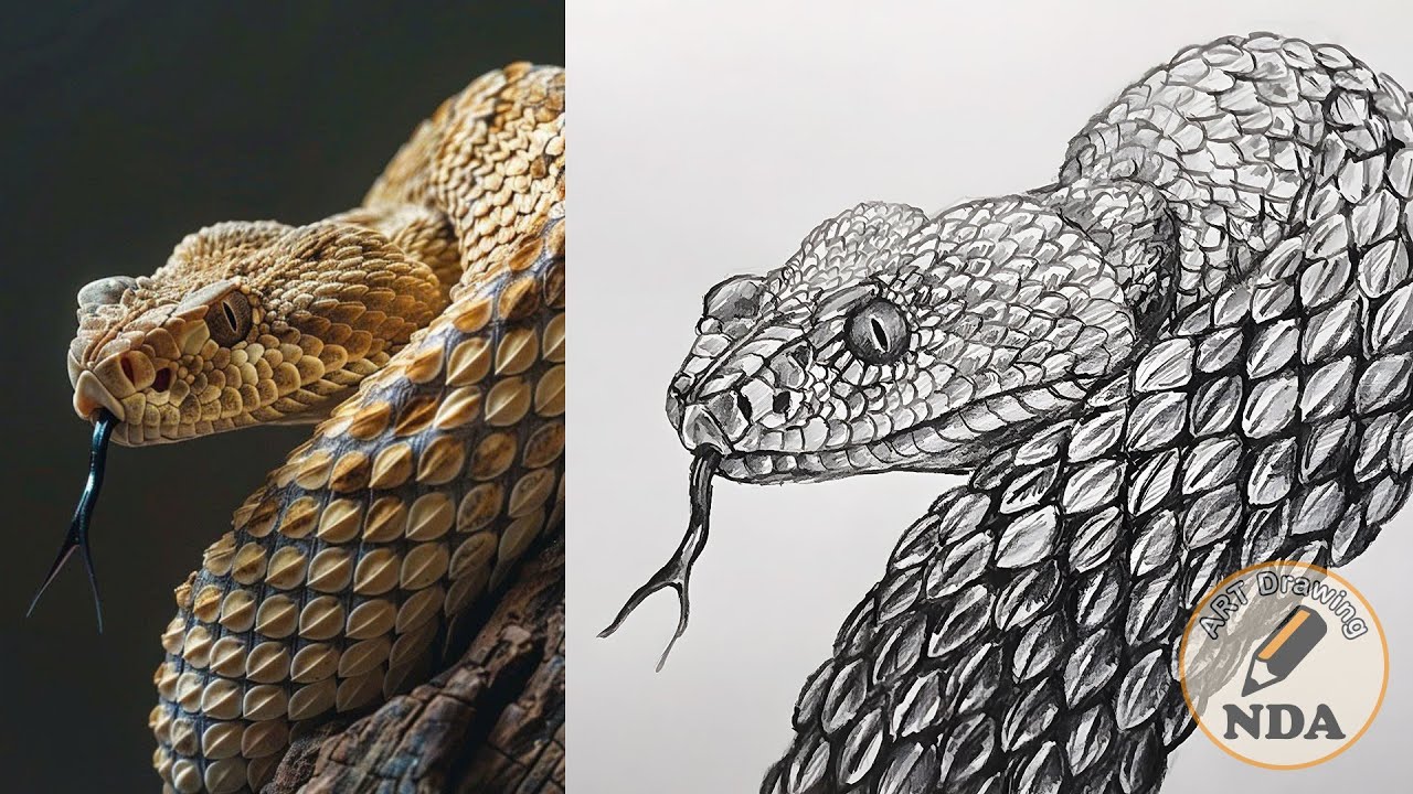 How To Draw A Realistic Snake - Pencil Art Drawing