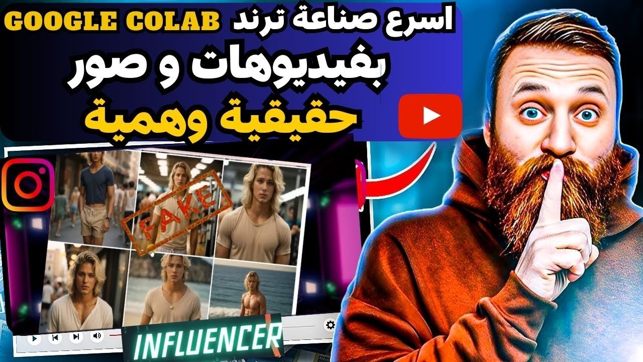اسرع صناعة محتوى ترند Influencers AI تحقق ارباح من الاعلانات ب google colab خطوة بخطوة في 5 دقائق