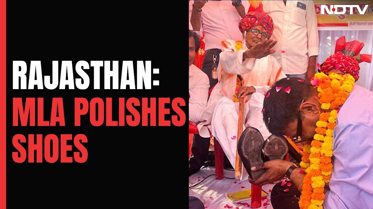 Rajasthan MLA Om Prakash Hudla Polishes Shoes, Touches Elderly Man's Feet With Forehead