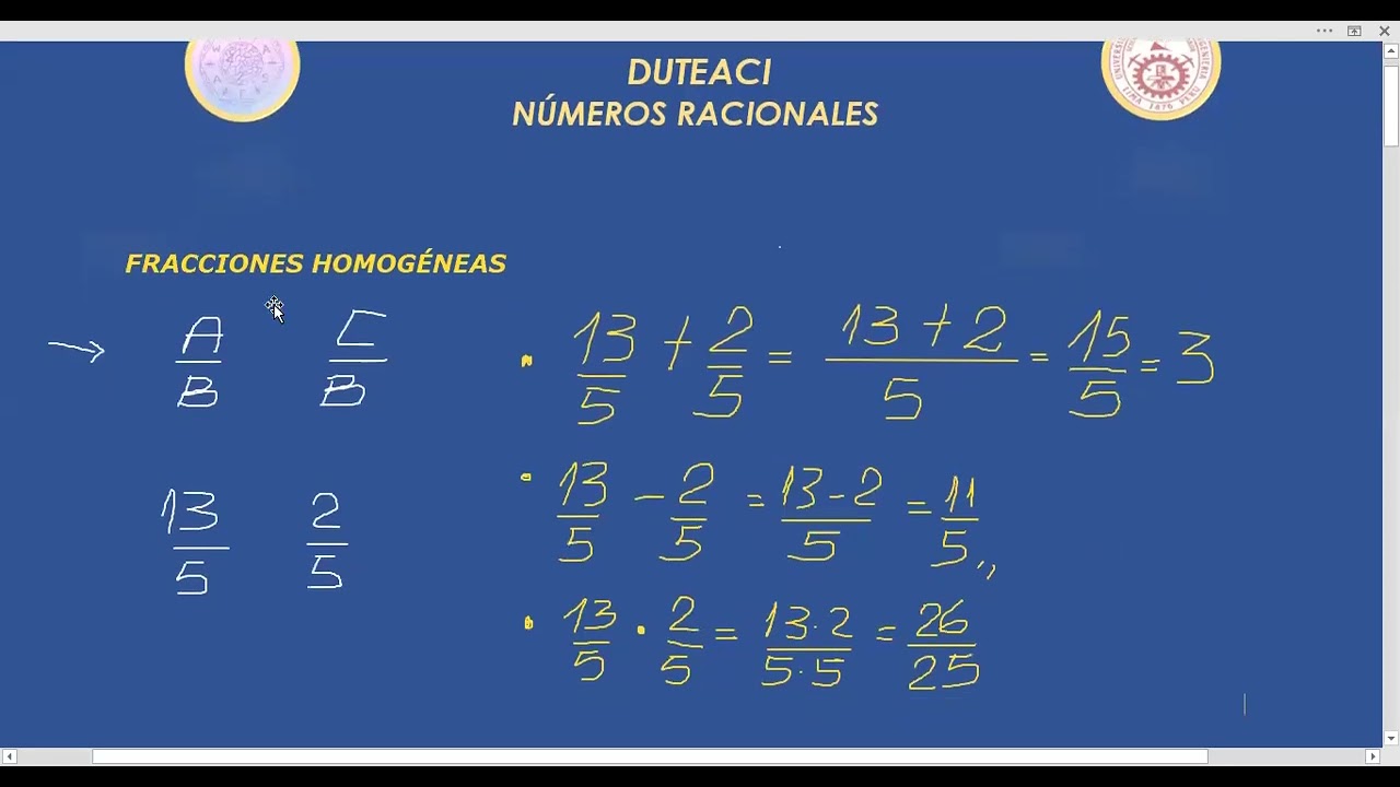 OPERACIONES BÁSICAS CON FRACCIONES HOMOGÉNEAS Y HETEROGÉNEAS ( I )