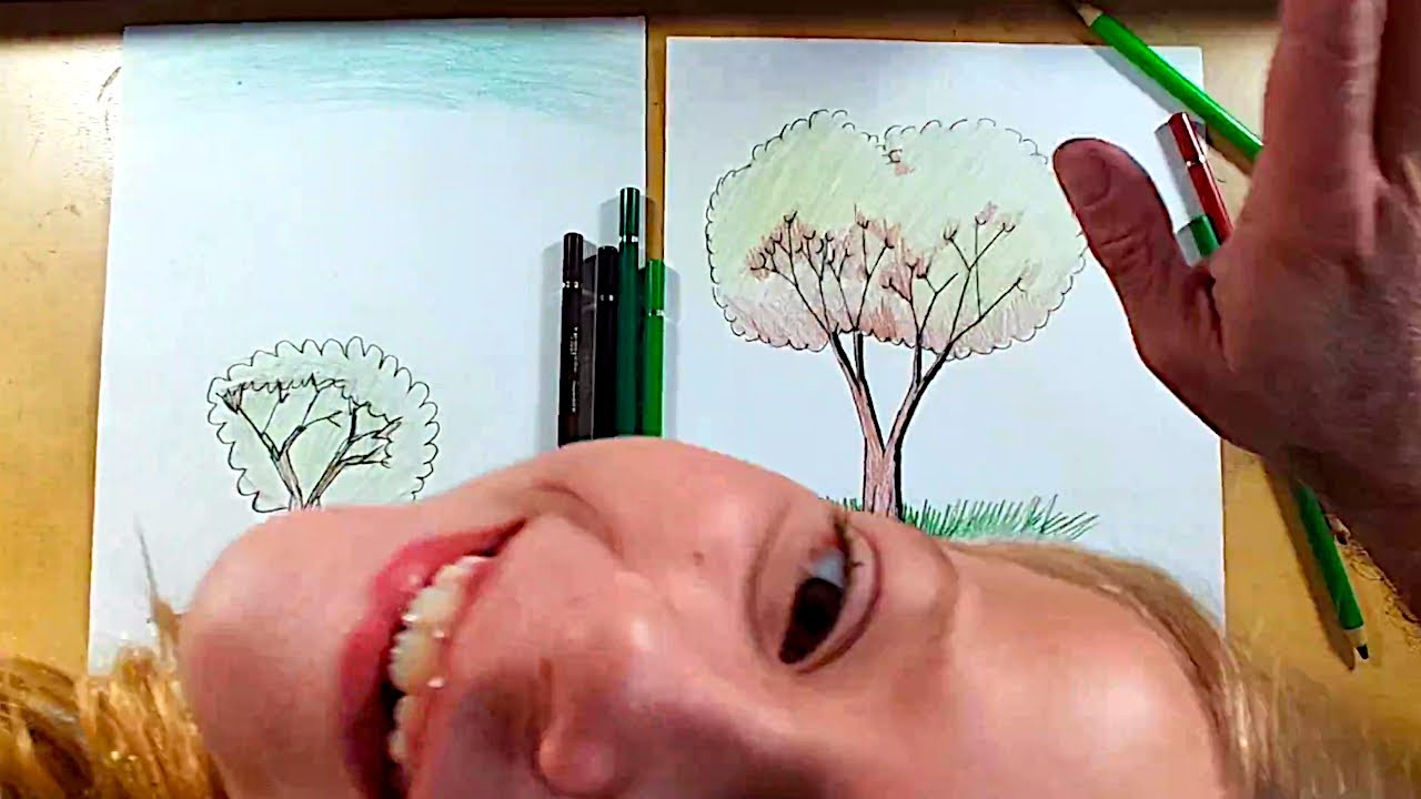 Cómo Dibujar a Un Árbol Artístico y con Colores muy fácil para niños!!!