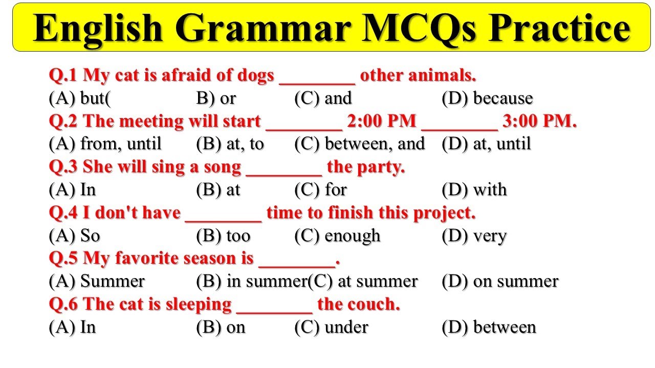MCQs | English Grammar | Objective English Grammar