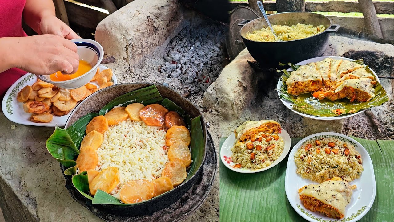 Готовим картофельный пирог с начинкой из курицы на плите I Типичная еда. Жизнь в деревне